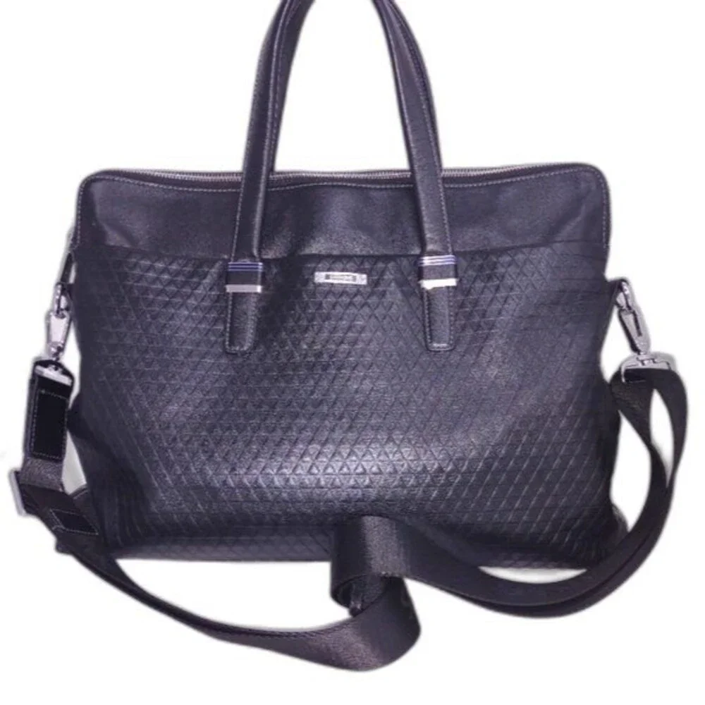 Sammons Medici Black Leather Unisex Briefcase/Messenger Bag/Laptop Bag‎